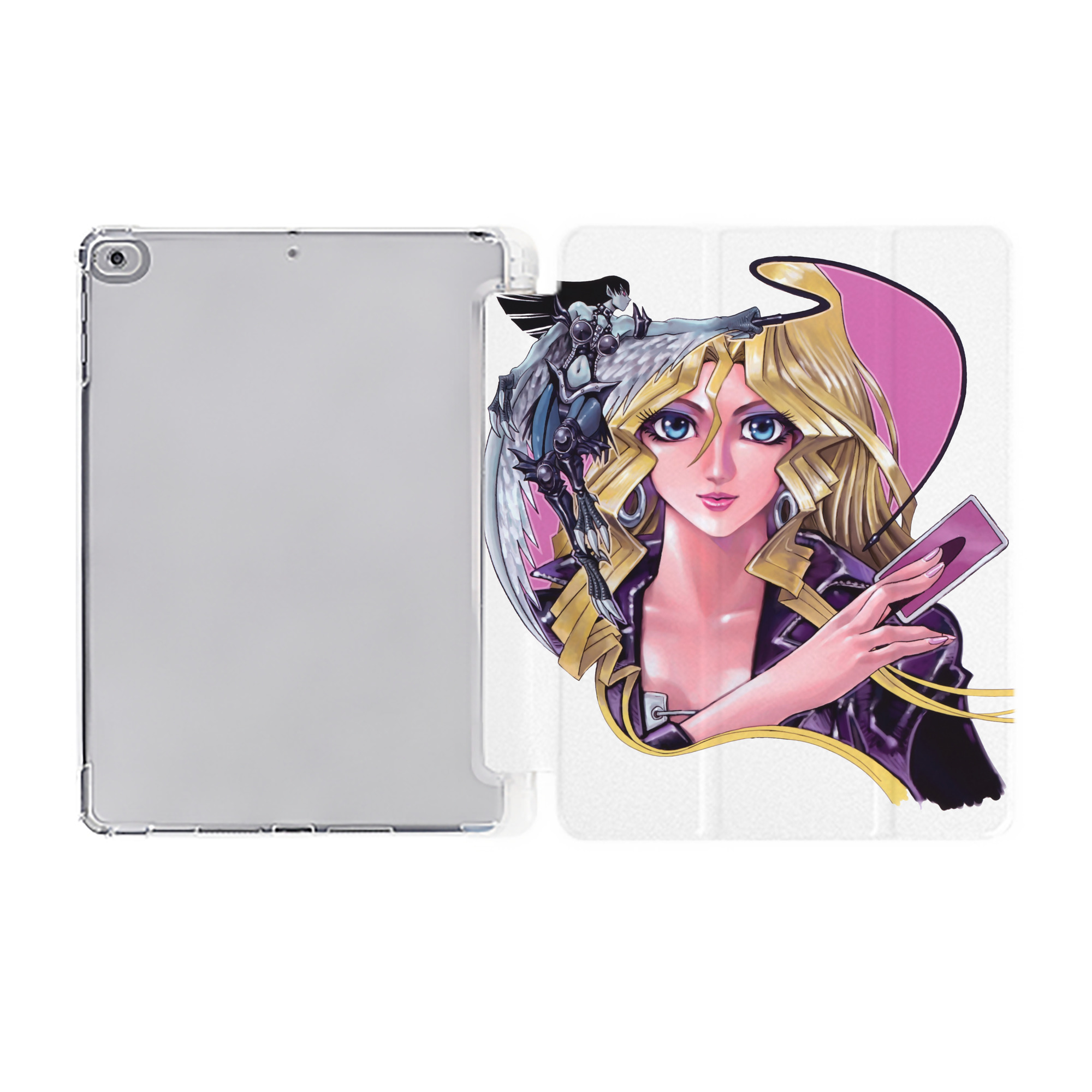 （画像用） 遊☆戯☆王 Yu-Gi-Oh! IPad ケース ペン収納付き 三つ折りスタンド PUレザー×シリコン 対応機種9.5/10.5/10.9インチ